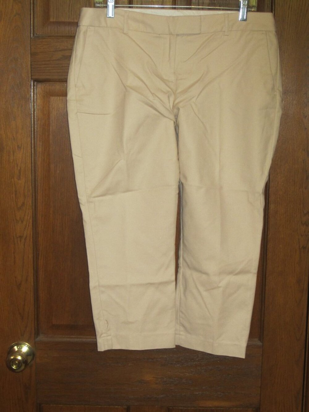 Lila Rose Light Beige Cotton Stretch Cropped Pants - Size 12